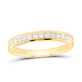 14kt Yellow Gold Womens Round Diamond Single Row Comfort Wedding Band 1/4 Cttw