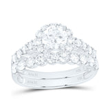 14kt White Gold Round Diamond Bridal Wedding Ring Band Set 2 Cttw