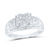 10kt White Gold Round Diamond Heart Bridal Wedding Engagement Ring 1 Cttw
