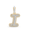 10kt Yellow Gold Womens Round Diamond I Initial Letter Pendant 1/6 Cttw