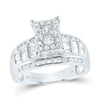 10kt White Gold Round Diamond Cluster Bridal Wedding Engagement Ring 1/2 Cttw