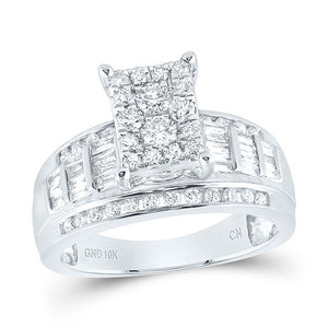 10kt White Gold Round Diamond Cluster Bridal Wedding Engagement Ring 1/2 Cttw