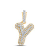 10kt Yellow Gold Womens Round Diamond Y Initial Letter Pendant 1/6 Cttw