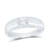 10kt White Gold Mens Round Diamond Solitaire Band Ring 1/4 Cttw