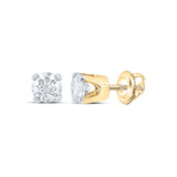 14kt Yellow Gold Unisex Round Diamond Solitaire Stud Earrings 1/6 Cttw