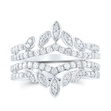 14kt White Gold Womens Round Diamond Wrap Enhancer Wedding Band 1 Cttw