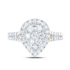 10kt Yellow Gold Womens Round Diamond Teardrop Cluster Ring 1 Cttw
