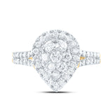 10kt Yellow Gold Womens Round Diamond Teardrop Cluster Ring 1 Cttw