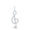 10kt White Gold Womens Round Diamond Treble Clef Music Pendant 1/3 Cttw