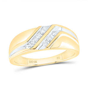 10kt Two-tone Gold Mens Round Diamond Wedding Band Ring 1/8 Cttw