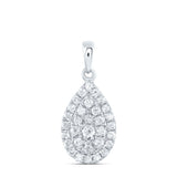 10kt White Gold Womens Round Diamond Teardrop Pendant 1/2 Cttw