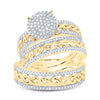 10kt Yellow Gold His Hers Round Diamond Cluster Matching Wedding Set 5/8 Cttw