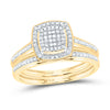 10kt Yellow Gold Round Diamond Bridal Wedding Ring Band Set 1/4 Cttw