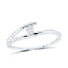 10kt White Gold Womens Round Diamond Solitaire Promise Ring 1/10 Cttw