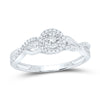 Sterling Silver Womens Round Diamond Halo Promise Ring 1/5 Cttw