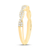 14kt Yellow Gold Womens Round Diamond Twist Stackable Band Ring 1/4 Cttw