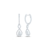 10kt White Gold Womens Round Diamond Teardrop Dangle Earrings 3/8 Cttw