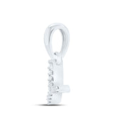10kt White Gold Womens Round Diamond Y Initial Letter Pendant .03 Cttw