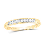 10kt Yellow Gold Womens Round Diamond Single Row Band Ring 1/8 Cttw
