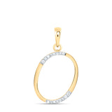 10kt Yellow Gold Womens Round Diamond O Initial Letter Pendant 1/12 Cttw