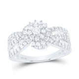 10kt White Gold Womens Round Diamond Cluster Ring 1 Cttw