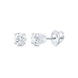 14kt White Gold Womens Round Diamond Solitaire Earrings 5/8 Cttw