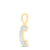 10kt Yellow Gold Mens Baguette Diamond C Initial Letter Charm Pendant 3/8 Cttw