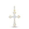 10kt Yellow Gold Womens Round Diamond Cross Pendant 1/5 Cttw