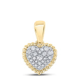 10kt Yellow Gold Womens Round Diamond Heart Pendant 1/8 Cttw