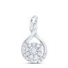 10kt White Gold Womens Round Diamond Cluster Pendant 1/10 Cttw