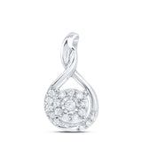 10kt White Gold Womens Round Diamond Cluster Pendant 1/10 Cttw