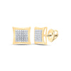 10kt Yellow Gold Round Diamond Kite Square Earrings 1/5 Cttw