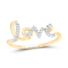 10kt Yellow Gold Womens Round Diamond Love Band Ring 1/12 Cttw