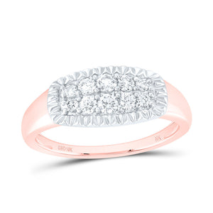 10kt Rose Gold Mens Round Diamond Cluster Band Ring 1/2 Cttw