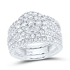 10kt White Gold Round Diamond Cluster Bridal Wedding Ring Band Set 1-7/8 Cttw