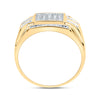 10kt Yellow Gold Mens Round Diamond Square Cluster Ring 1/3 Cttw