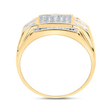 10kt Yellow Gold Mens Round Diamond Square Cluster Ring 1/3 Cttw