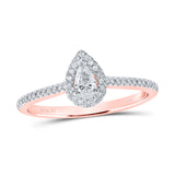 10kt Rose Gold Pear Diamond Halo Bridal Wedding Engagement Ring 1/3 Cttw