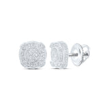 Sterling Silver Round Diamond Disk Circle Earrings 1/6 Cttw