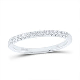 14kt White Gold Womens Round Diamond Wedding Single Row Band 1/2 Cttw