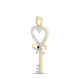 10kt Yellow Gold Womens Round Diamond Heart Key Pendant 1/2 Cttw