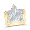 10kt Yellow Gold Mens Round Diamond Star Statement Ring 1-1/2 Cttw