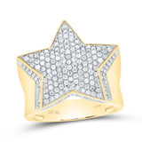 10kt Yellow Gold Mens Round Diamond Star Statement Ring 1-1/2 Cttw