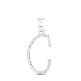 10kt White Gold Womens Round Diamond C Initial Letter Pendant 1/12 Cttw