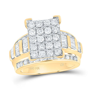 10kt Yellow Gold Round Diamond Cluster Bridal Wedding Engagement Ring 2 Cttw