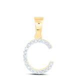 10kt Yellow Gold Womens Round Diamond C Initial Letter Pendant 1/12 Cttw