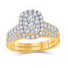 10kt Yellow Gold Round Diamond Bridal Wedding Ring Band Set 1 Cttw