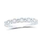 10kt White Gold Womens Round Diamond Stackable Band Ring 1/10 Cttw