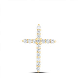 10kt Yellow Gold Womens Round Diamond Cross Pendant 1/4 Cttw