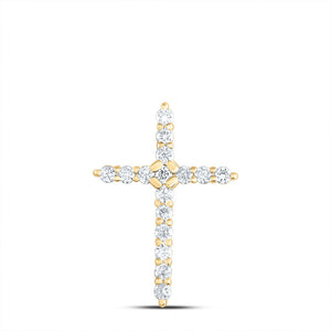 10kt Yellow Gold Womens Round Diamond Cross Pendant 1/4 Cttw